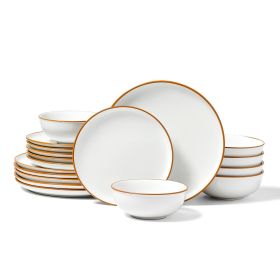 18 PCS Dinnerware Set Ceramic Plates and Bowls Sets Service for 6 White 18 PCS Dinnerware Set Ceramic Plates and Bowls Sets Service for 6 White